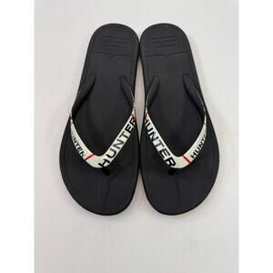 Hunter Logo Spell Out Flip Flips Thong Sandals Womens Size 11 Unworn